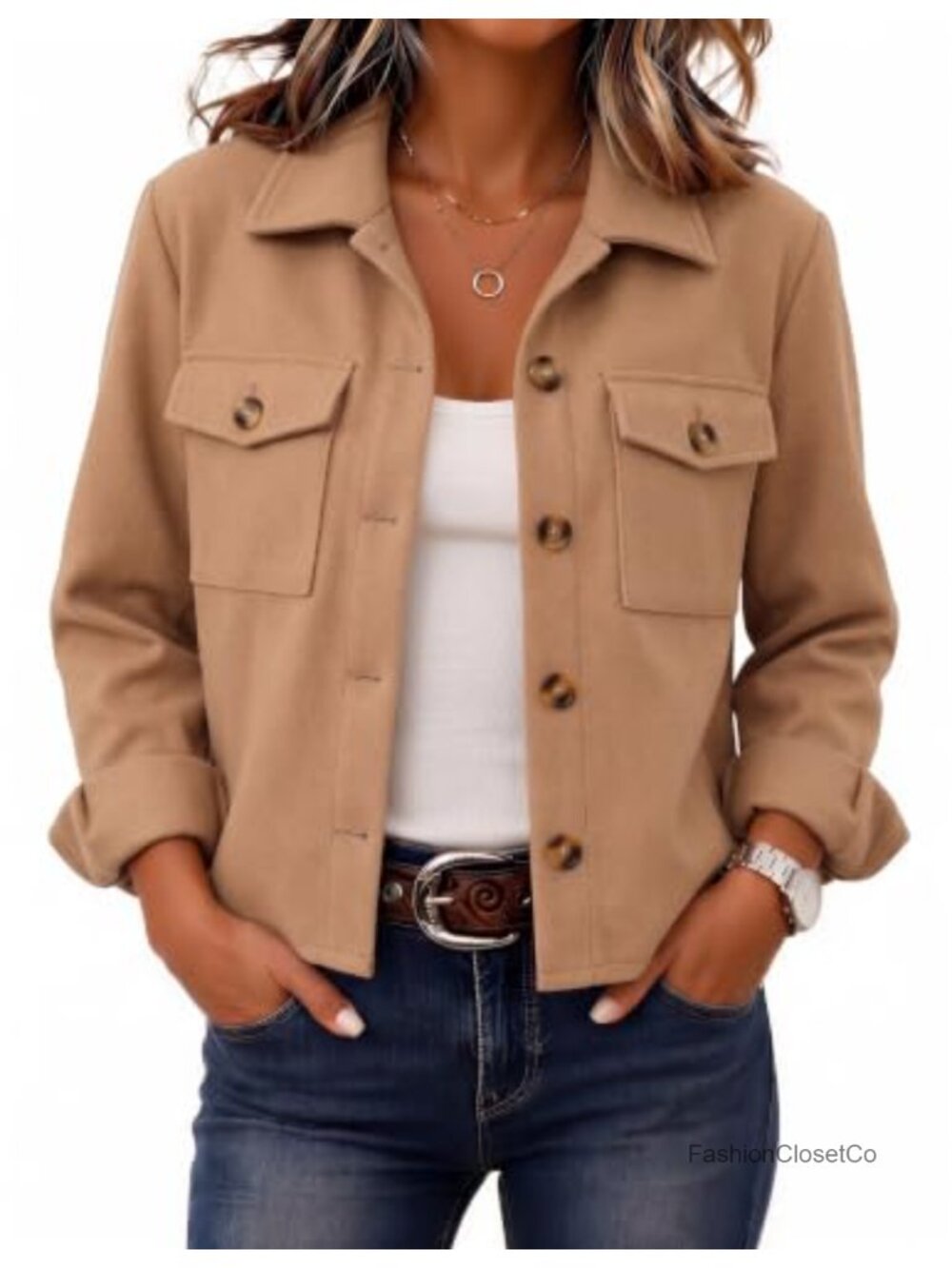 Flannel Cropped Shacket Jacket Plaid Button Down Casual Loose Fit